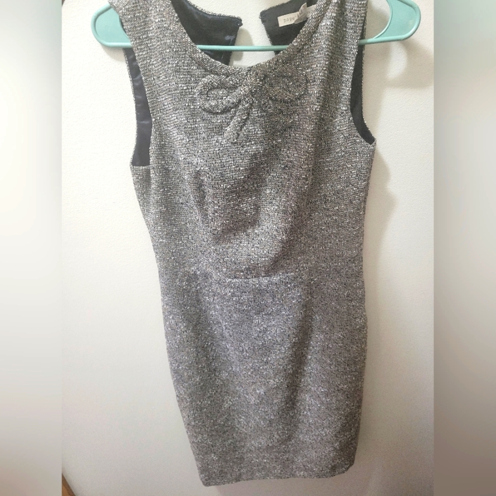 Paper Crown Gray Tweed Midi Dress In Excellent Used Condition.